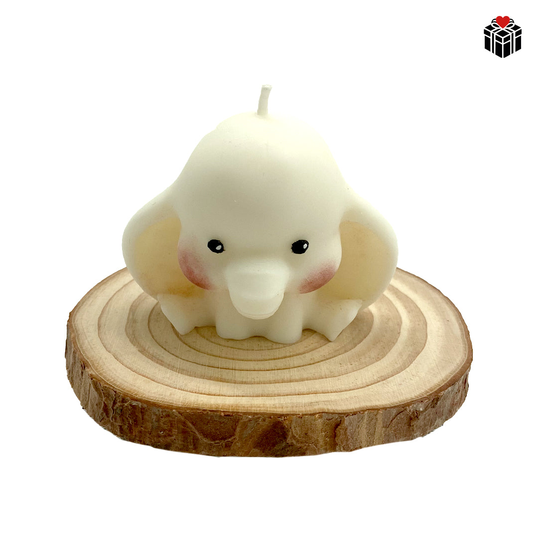 BABYELEFANTEN-KERZE+UNTERSETZER