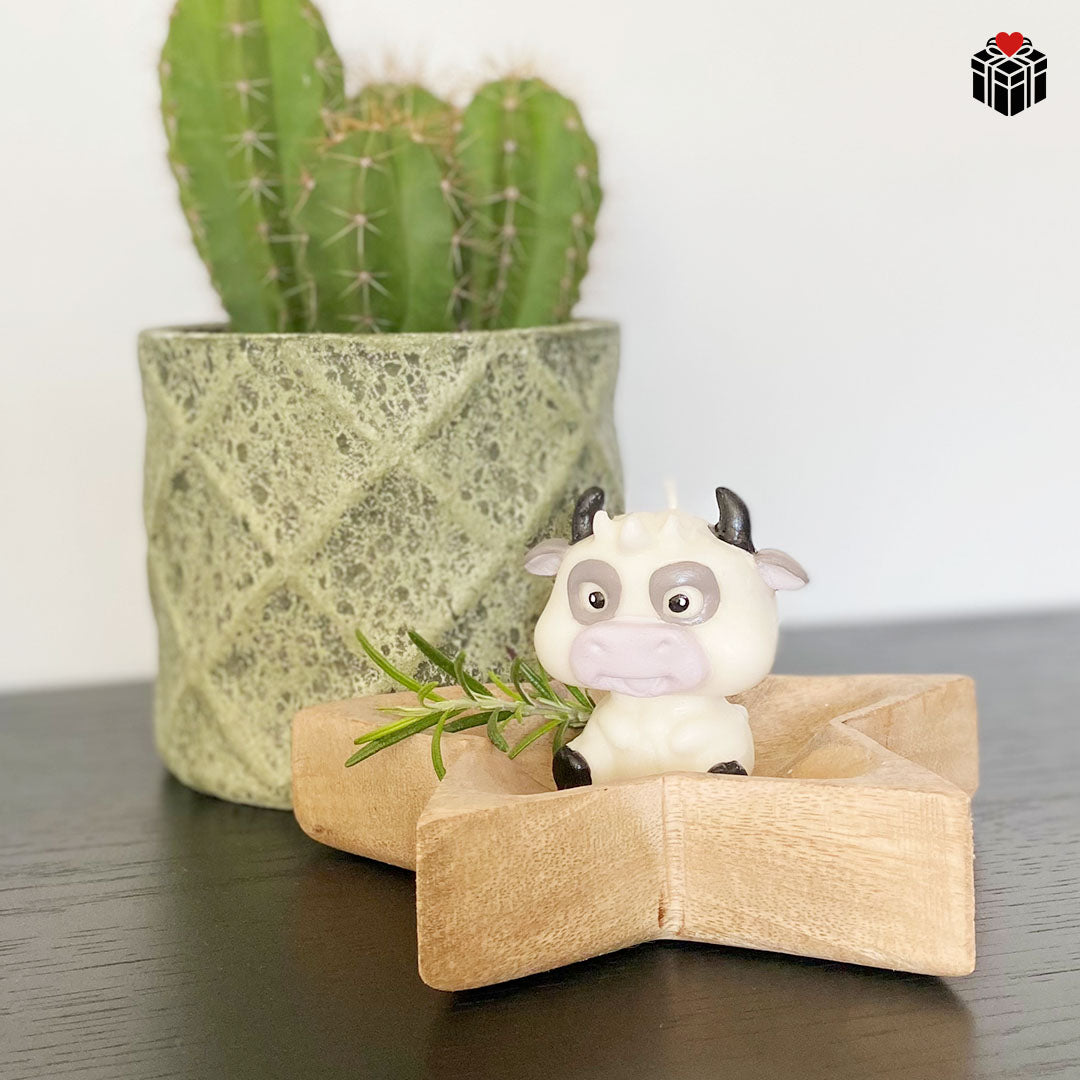 BABYSTIER-KERZE + UNTERSETZER