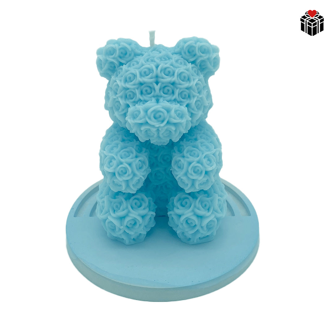 ROSENBÄR-KERZE + UNTERSETZER