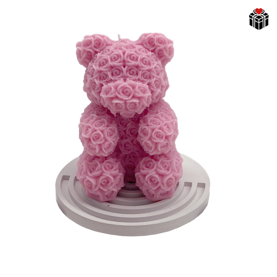 ROSENBÄR-KERZE + UNTERSETZER