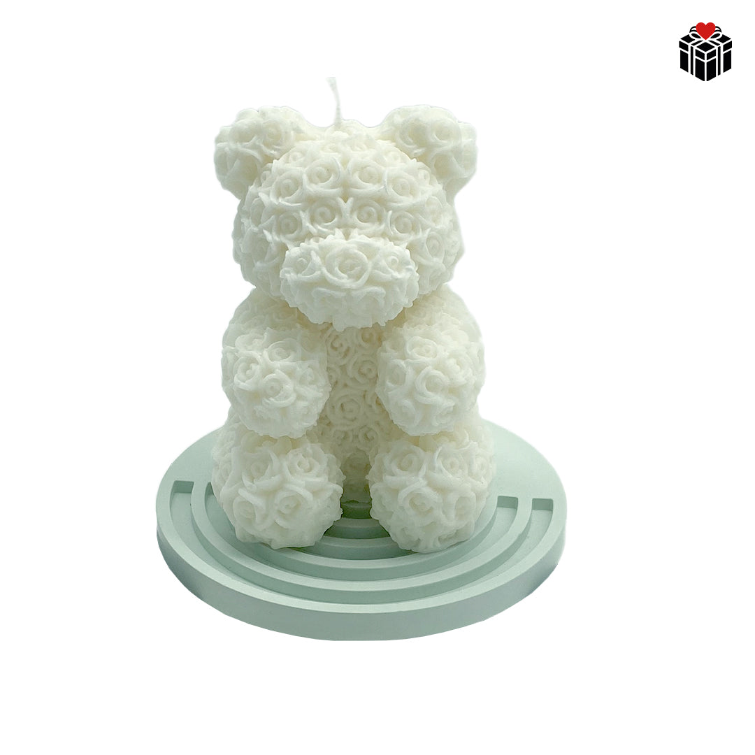 ROSENBÄR-KERZE + UNTERSETZER