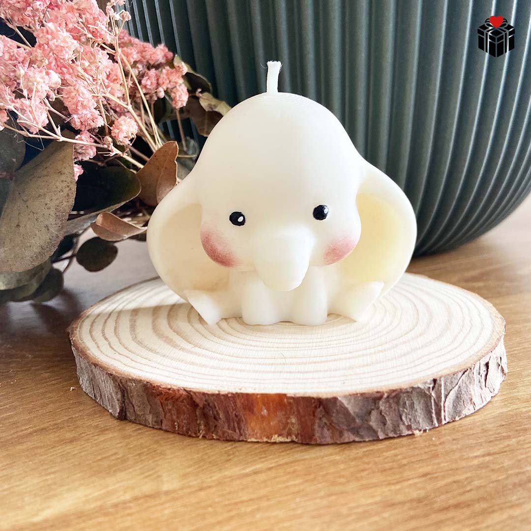 BABYELEFANTEN-KERZE+UNTERSETZER