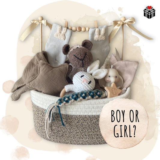 PRÄSENTKORB BABYSHOWER-BEIGE