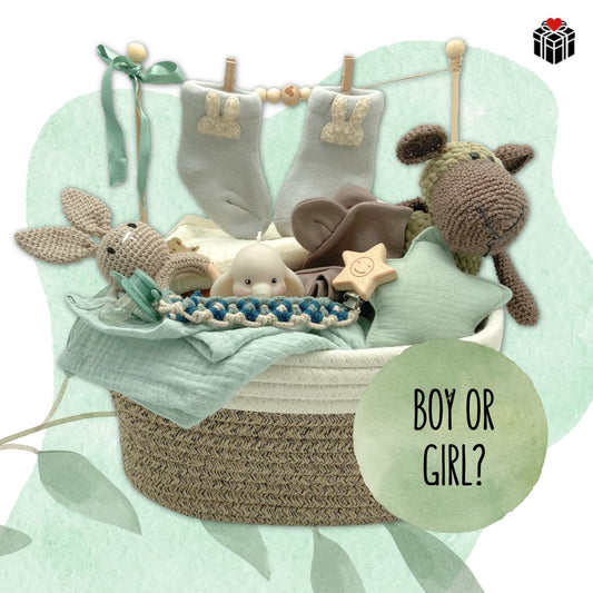 PRÄSENTKORB BABYSHOWER-GRÜN