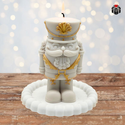 SCHOKO-NUSSKNACKER-KERZE + UNTERSETZER