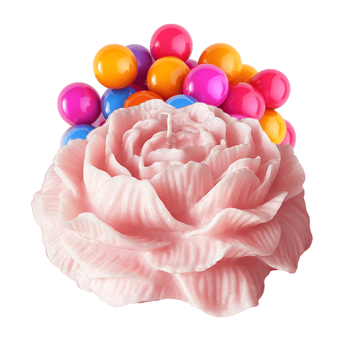 BUBBLEGUM-ROSENKERZE+UNTERSETZER