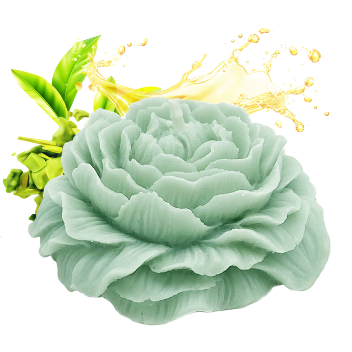 GRÜNER-TEE-ROSENKERZE+UNTERSETZER