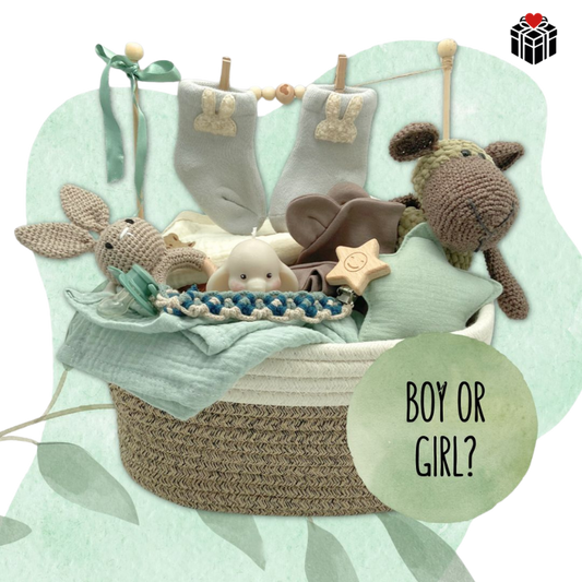 PRÄSENTKORB BABYSHOWER-GRÜN